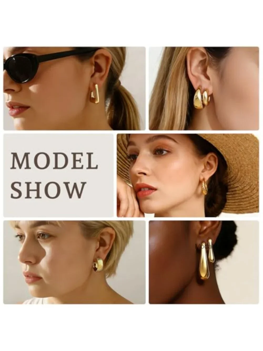 30 Pairs 14K Gold Plated Lightweight Hypoallergenic Chunky Hoop Earrings Set
